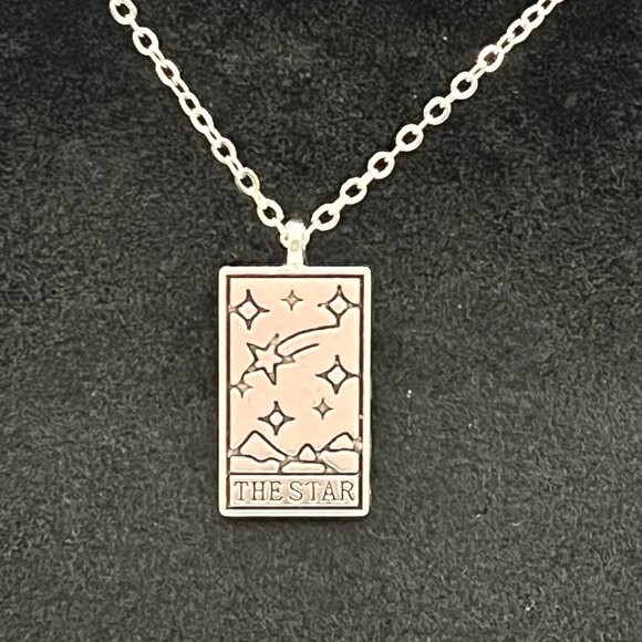Silver Toned "The Star" Tarot Card Necklace - Picture 1 of 4